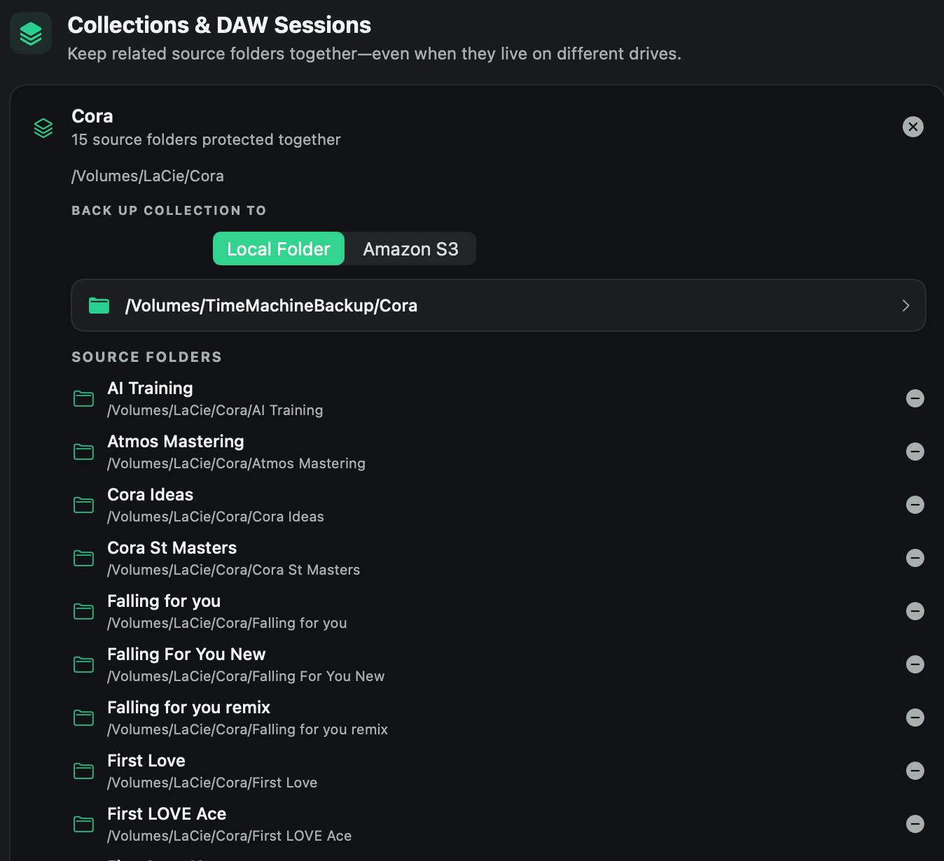 Collection Files Harbor Protect collection files screen