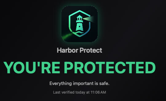 Collection Files Harbor Protect collection files screen